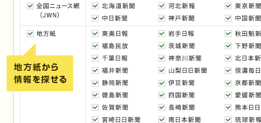 地方紙から情報を探せる